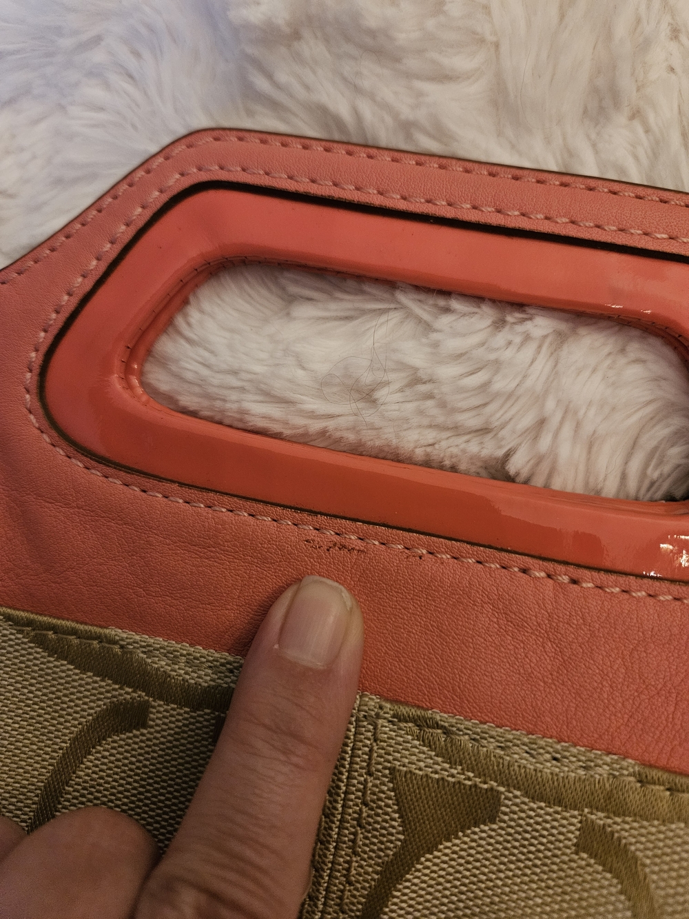 Y2K✨️Coach Bonnie Foldover Canvas Tote w/ Coral Trim - Picture 9 of 16